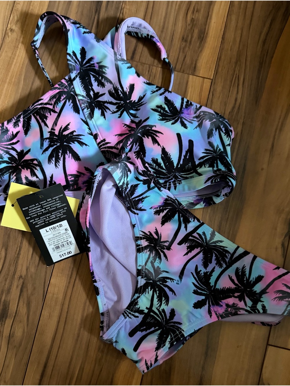 art class Pastel Rainbow Palm Print Two-Piece Bikini